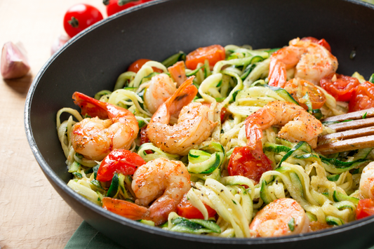 Courgetti Noodles with Prawns and Tomato Sauce